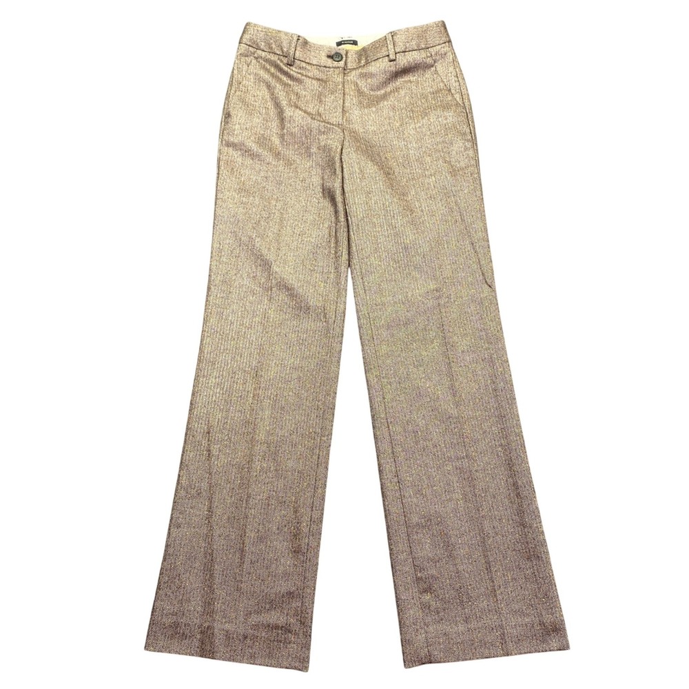 Talbots Windsor Herringbone Trousers Brown Wool Blend Italian Fabric Size 0